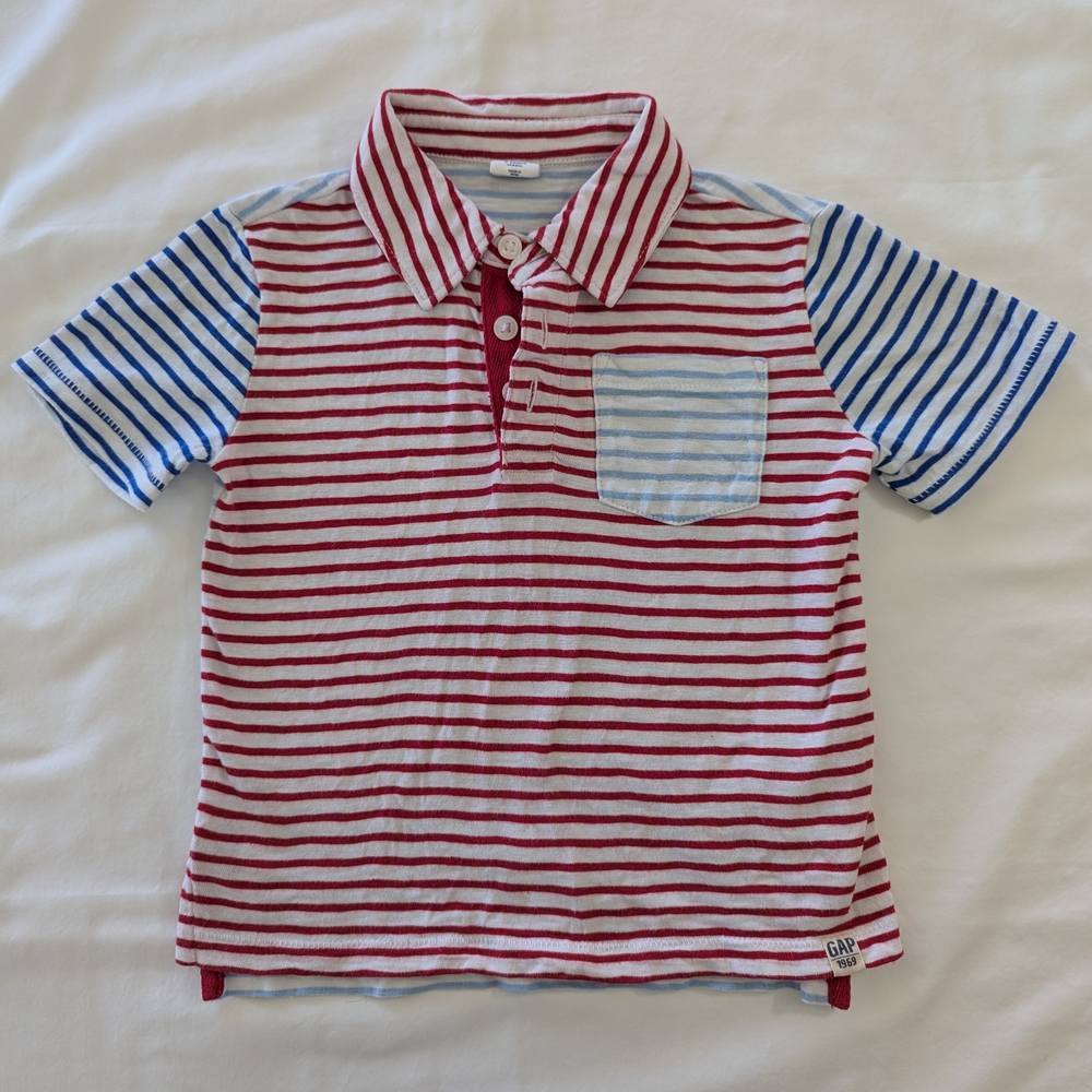 GAP Kids Striped Polo Shirt - Red and Blue